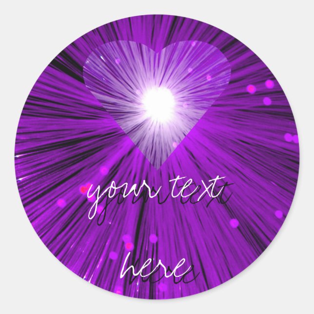 Autocollant Purple Heart 'Your Text' rond (Devant)