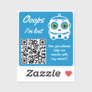Autocollant QR Code de Retour d'Objet Perdu Robot