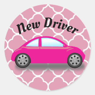 Autocollant Quatrefoil Rose Voiture Conducteur Nou