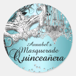 Autocollant Quinceanera Mascarade Lustre Bleu