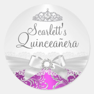 Autocollant Quinceanera Rose & Couronne Joliment