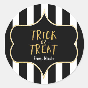 Autocollant rayé Halloween Gold TRICK OR TREAT