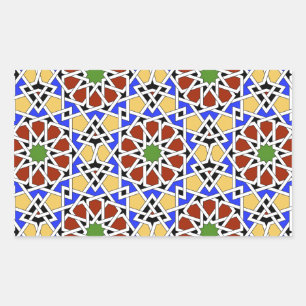 Autocollant rectangle en mosaïque mauresque