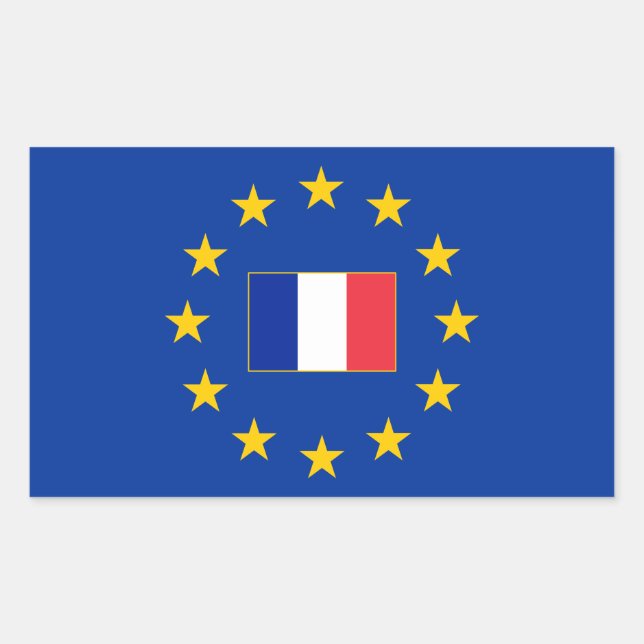 Autocollant rectangle France Union européenne (Devant)