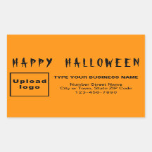 Autocollant rectangle orange Halloween d'affaires