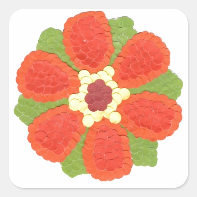 Autocollant rectangulaire à fleur vide (Devant)