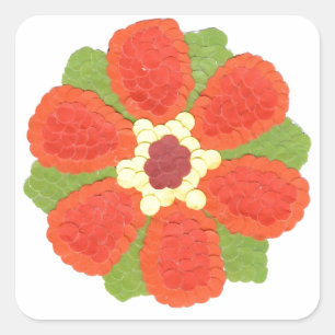 Autocollant rectangulaire à fleur vide