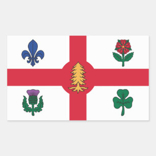 Autocollant rectangulaire avec drapeau de Montréal