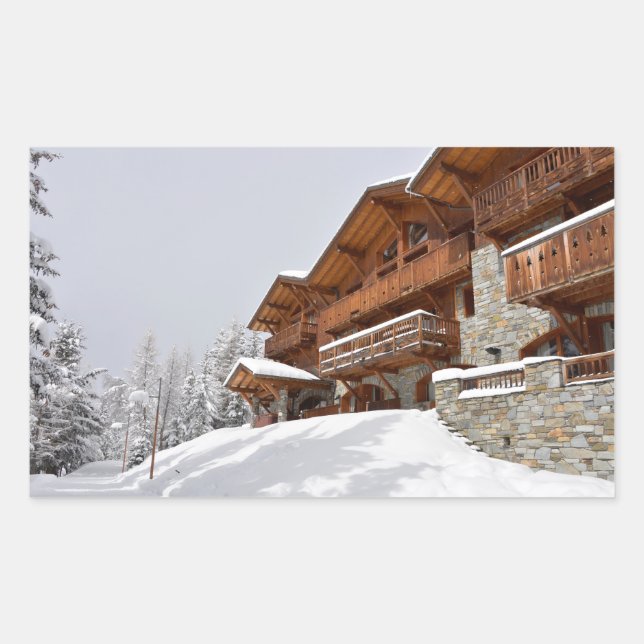 Autocollant rectangulaire de chalet de station de (Devant)