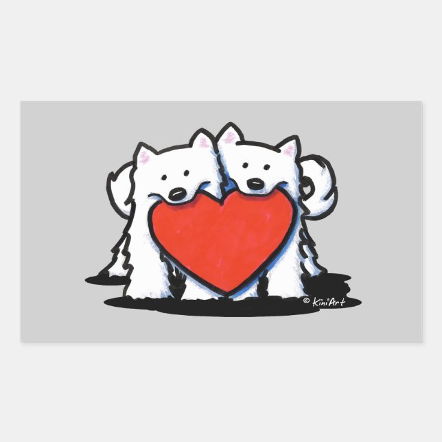 Autocollant rectangulaire en duo coeur Eskimo amér (Devant)