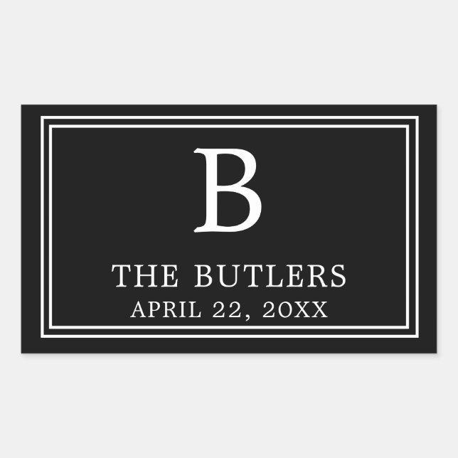 Autocollant rectangulaire noir et blanc moderne (Devant)