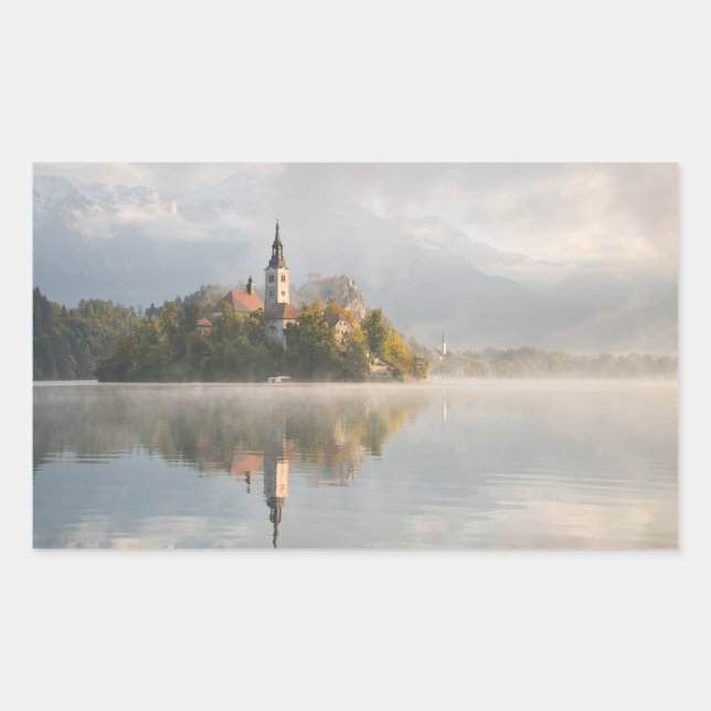 Autocollant rectangulaire saigné brumeux de lever (Devant)