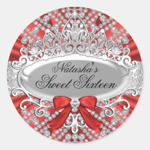 Autocollant Red Diamond & Tiara Sweet 16