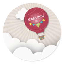 Autocollant Red Hot Air Balloon Anniversaire