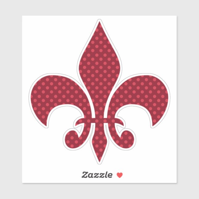 Autocollant Red Polka Dot Fleur De Lis (Feuille)