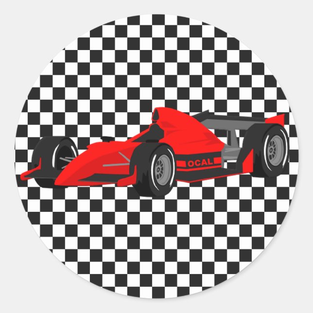 Autocollant Red Race Car Anniversaire (Devant)