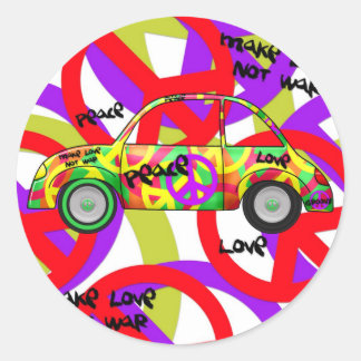 Autocollant Rétro Amour Paix Rétro 60's 70's Voitu
