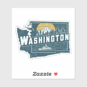 Autocollant Rétro État de Washington
