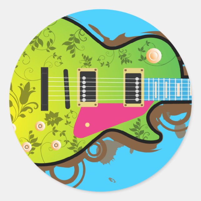 Autocollant rétro - Guitare (Devant)
