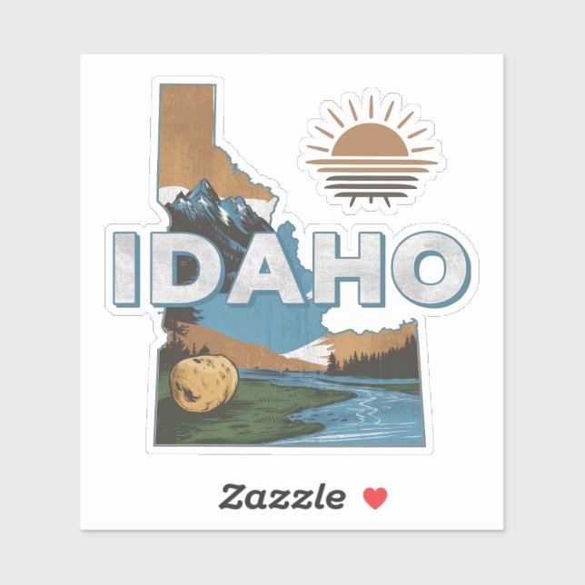 Autocollant rétro Idaho State Car (Feuille)