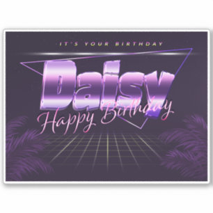Autocollant rétro lilas prénom Daisy pour annivers