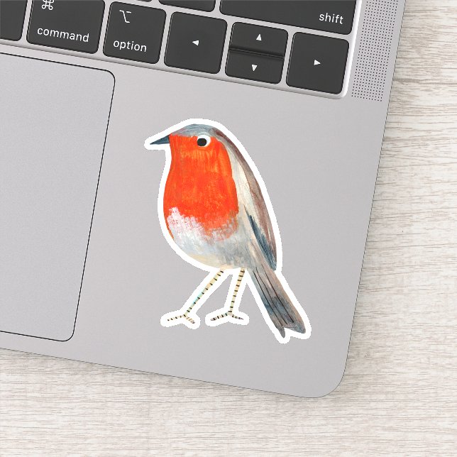 Autocollant Robin rouge et gris élégant (Détail)