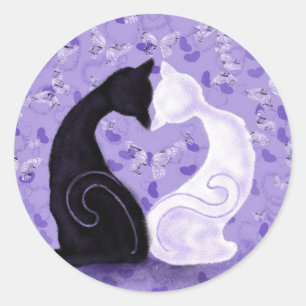 Autocollant romantique à deux chats