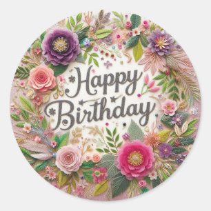 Autocollant romantique Floral Anniversaire