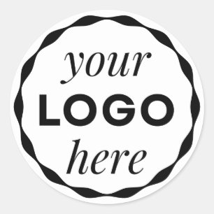 Autocollant rond à bord festonné avec logo personn
