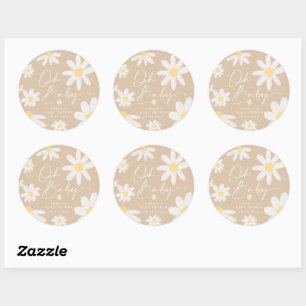 Autocollant rond à fleurs Boho Daisy