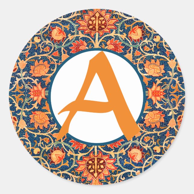 autocollant rond à monogramme personnalisé William (Devant)