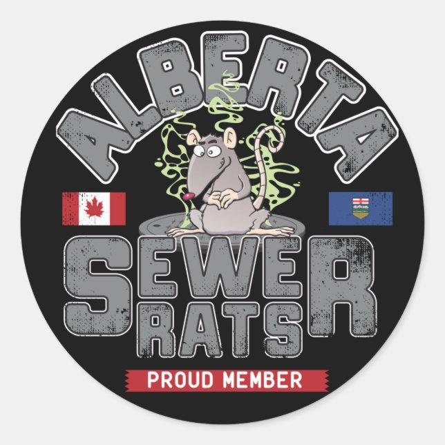 Autocollant rond à rats d'égout de l'Alberta (Devant)