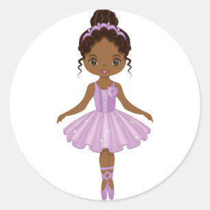 Autocollant rond africain-américain Ballerina