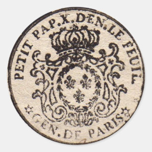 Autocollant rond Ancien Timbre Document Français