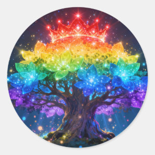 Autocollant Rond Arbre Arc-en-Ciel de Lumière