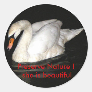Autocollant rond avec cygne