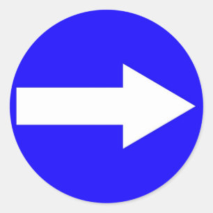 Autocollant rond avec flèche à droite