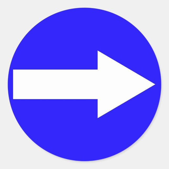 Autocollant rond avec flèche à droite (Devant)