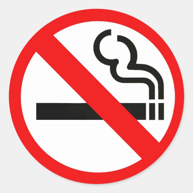 Autocollant rond avec symbole non-fumeur (Devant)