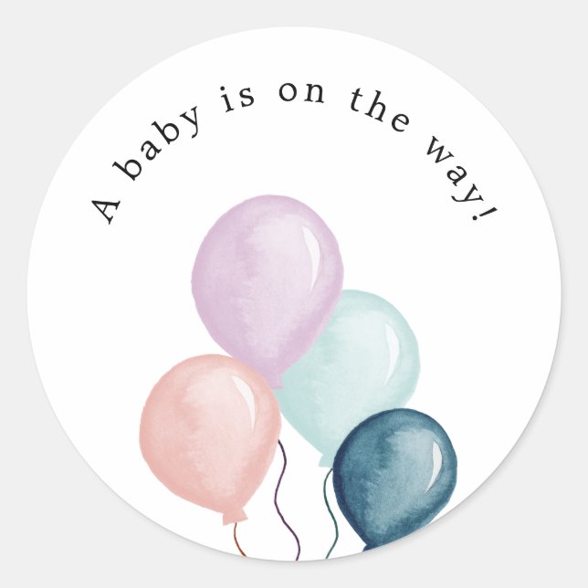 Autocollant Rond Baby Shower Ballons (Devant)