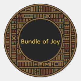 Autocollant rond Baby shower Kente or africain