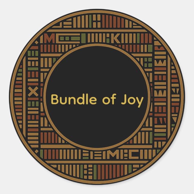 Autocollant rond Baby shower Kente or africain (Devant)