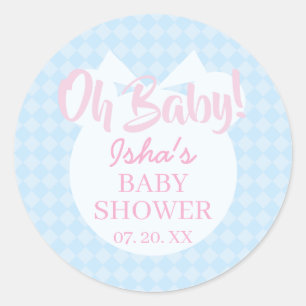 Autocollant rond Baby Shower Oh baby