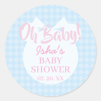 Autocollant rond Baby Shower Oh baby