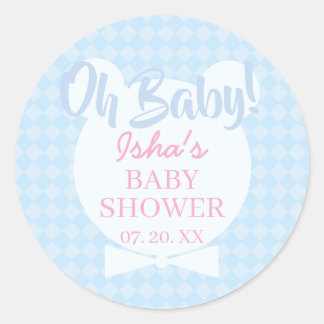Autocollant rond Baby Shower Oh bébé
