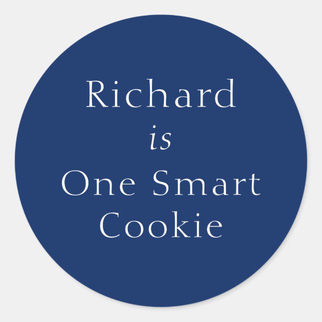 Autocollant rond bleu Custom One Smart Cookie (Devant)