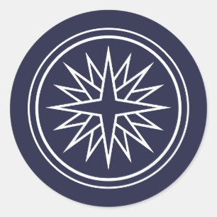 Autocollant rond bleu étoile blanche de la marine