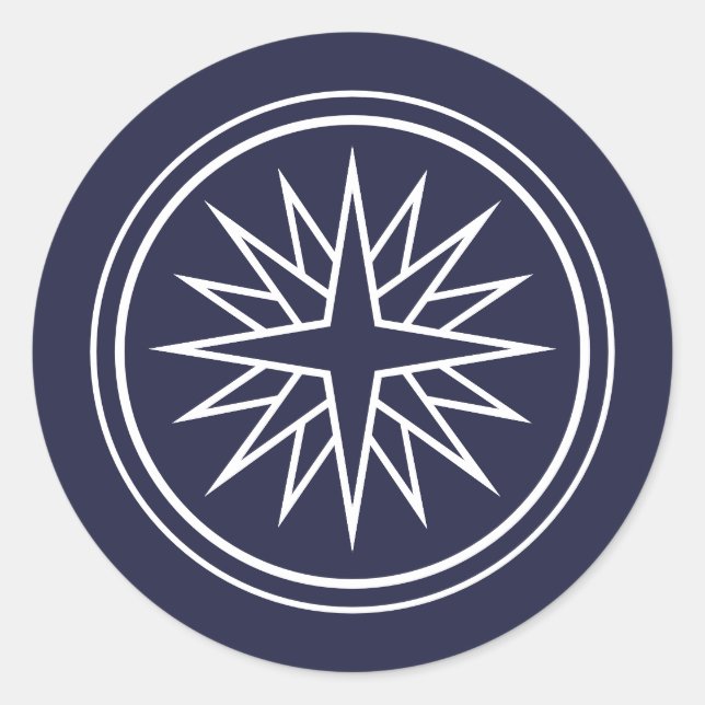 Autocollant rond bleu étoile blanche de la marine (Devant)