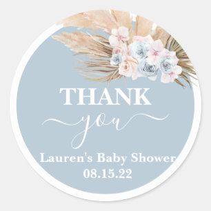 Autocollant rond Boho Pampas Baby shower en herbe