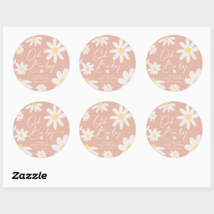 Autocollant rond Boho Rose Daisy